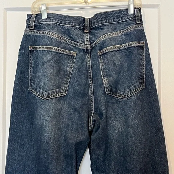 Zara High Rise Wide Straight Leg Denim Jeans Cotton Lyocell 10 - Picture 4 of 7